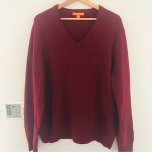 Joe Fresh Men's Burgundy Solid V-Neck Pullover Sweater Size XL